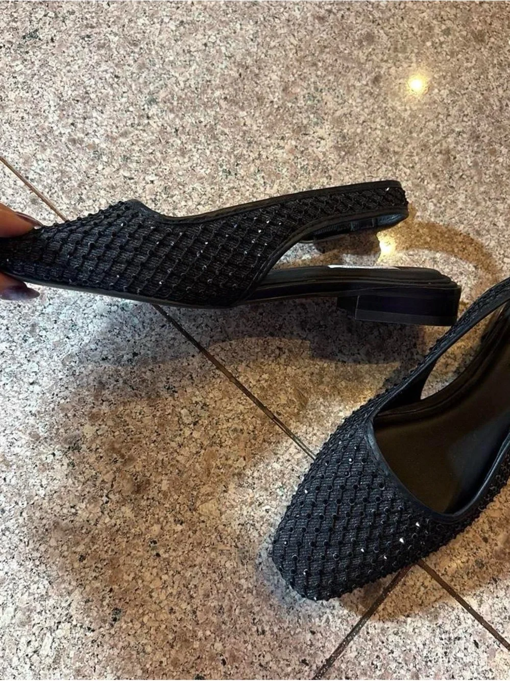 rag & bone Black Mesh Slingback Flats
